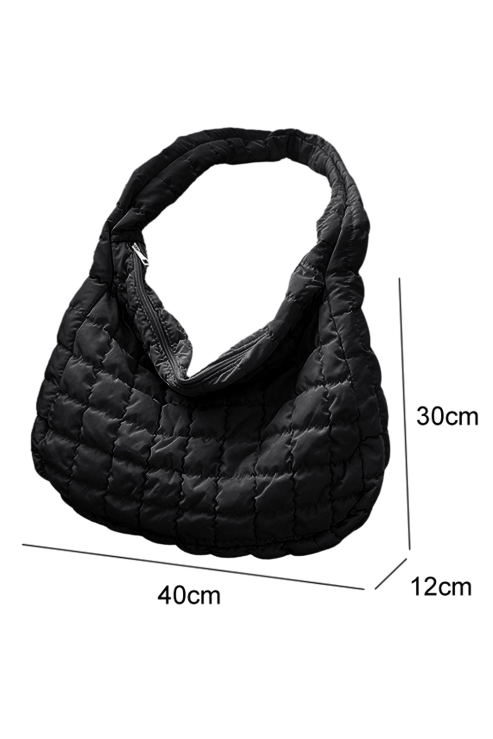 Light French Beige Quilted Zipper Large Shoulder Bag