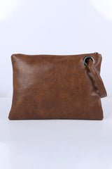 Brown Vintage Leather Oversized Clutch Bag